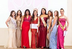 Miss Contestants of Miss Universe Beauty UK and directors Kira salmon , Gabby Biddle , Bianca Nicole suiu anw Charlotte Munday along with the reigning 2024 queen Ana